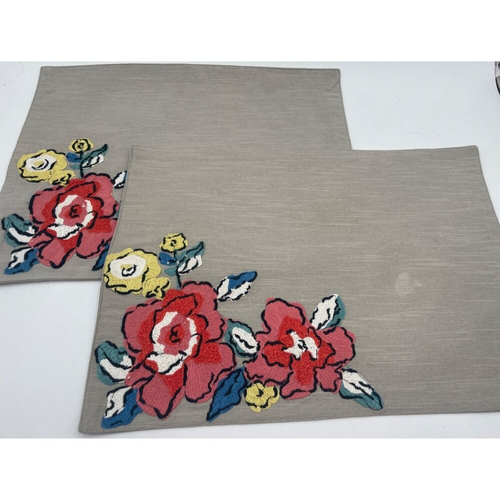 2 Threshold Dolce Vita Floral Embroidered Placemats Floral Embroidery